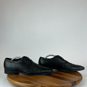 Mens Hugo Boss Black‎ Leather Almond Toe Oxford Dress Shoes Size 9 M GUC
